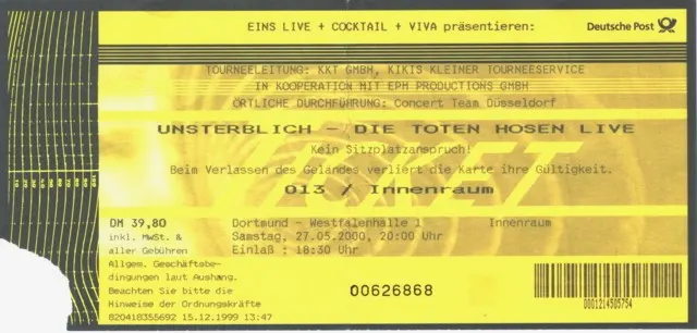 Ticket Die Toten Hosen in der Westfalenhalle Dortmund