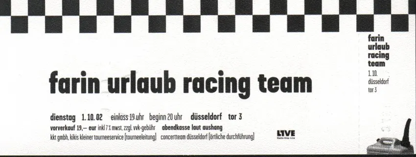 Ticket Farin Urlaub Racing Team Club Tour im Tor 3 Düsseldorf