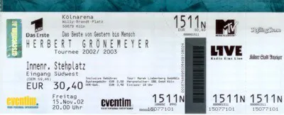 Ticket Herbert Grönemeyer auf der Mensch Tour in der Lanxess-Arena Köln
