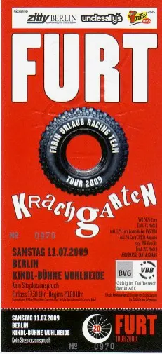 Ticket für Farin Urlaub Racing Team auf der Krachgarten Tour in der Kindl-Bühne Wuhlheide Berlin am 11. Juli 2009