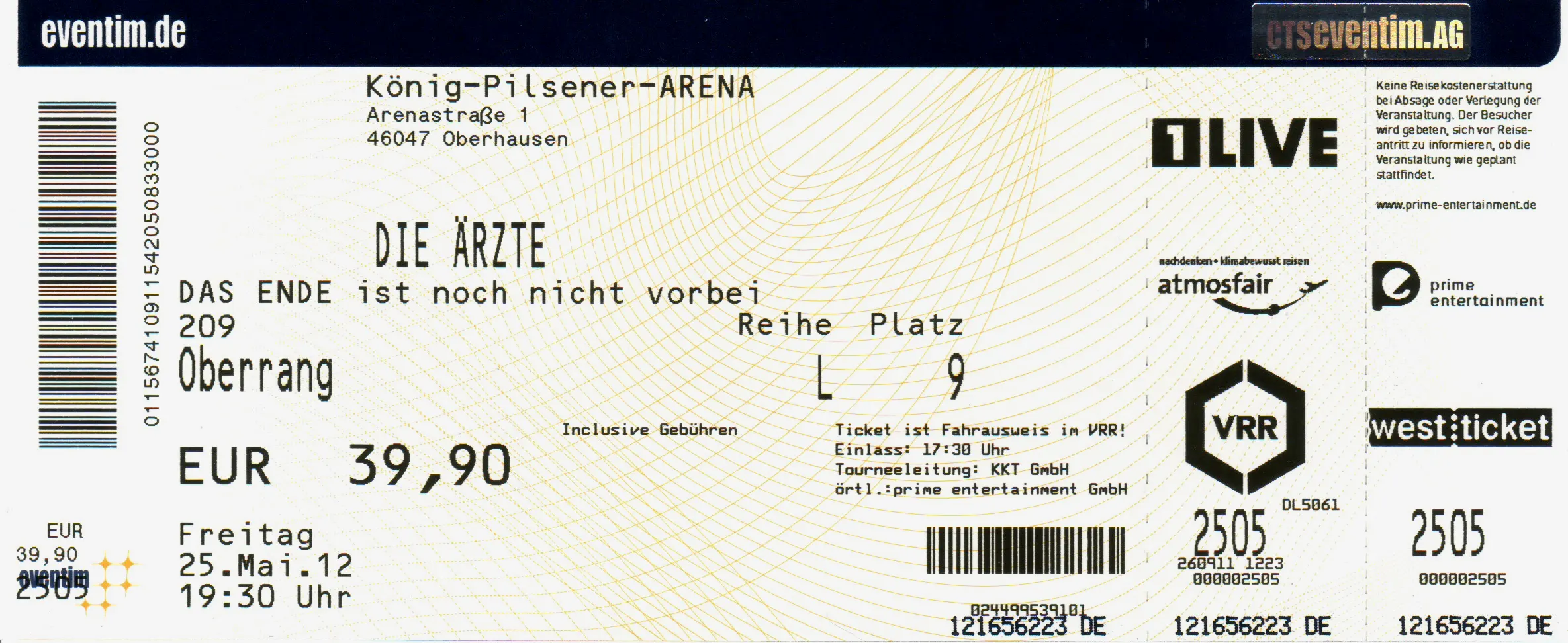 Ticket für die ärzte in Oberhausen am 25. Mai 2012