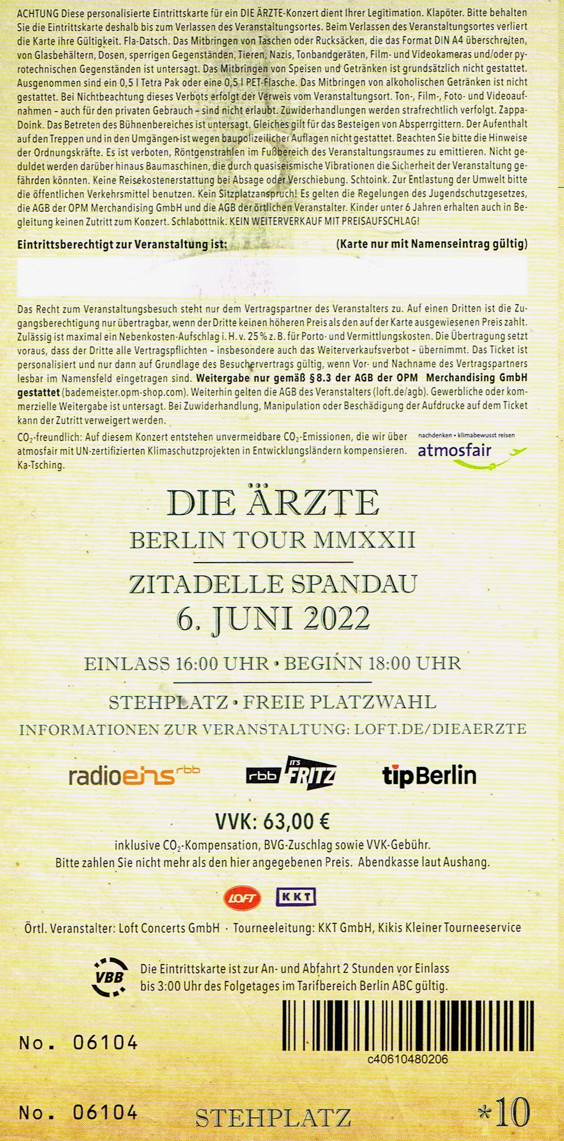 Ticket Rückseite