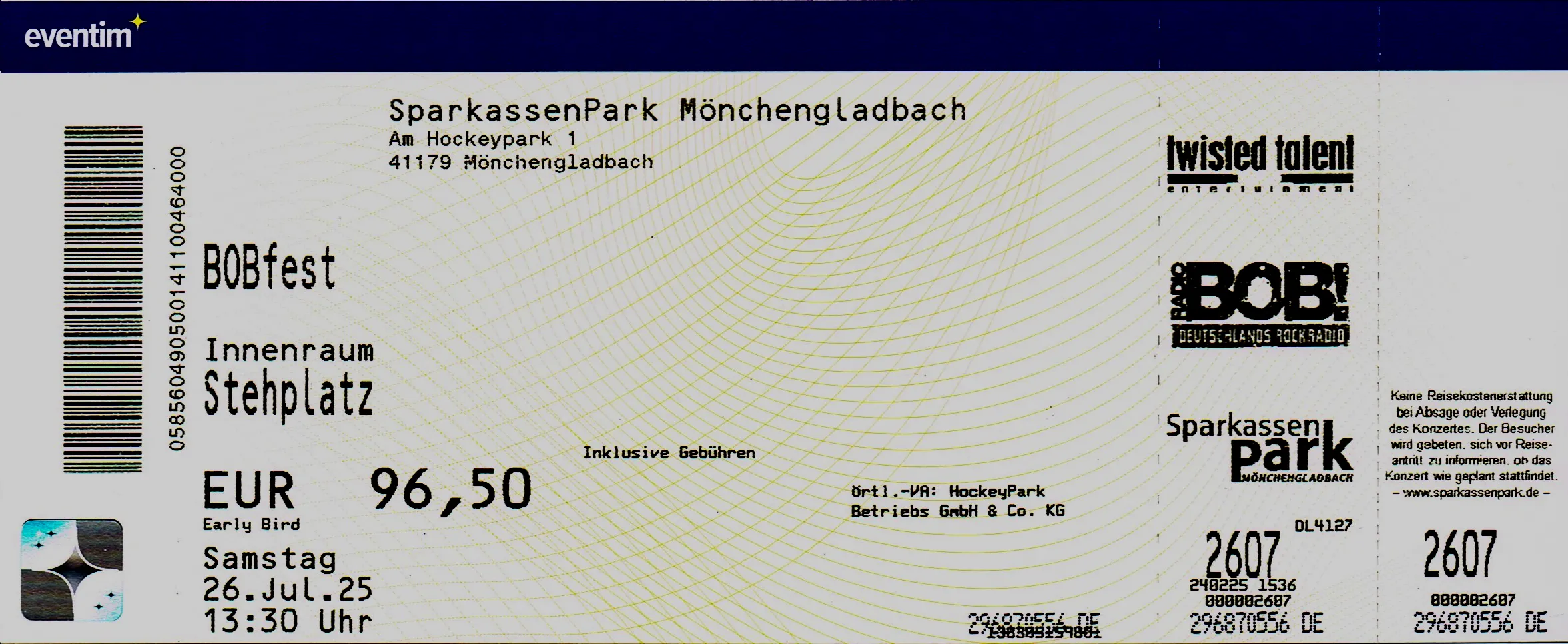 Ticket BOBfest in Mönchengladbach 2025
